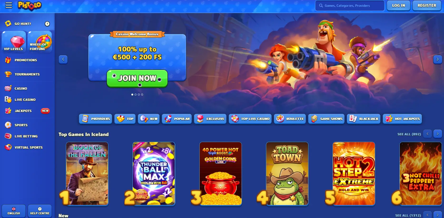 Pistolo Casino screen