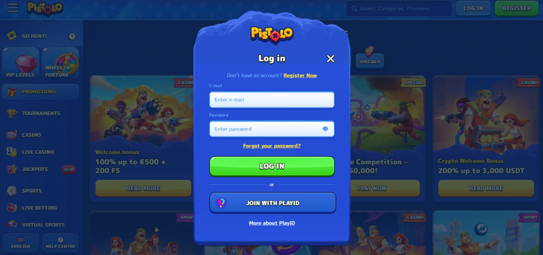 Pistolo Casino Screen