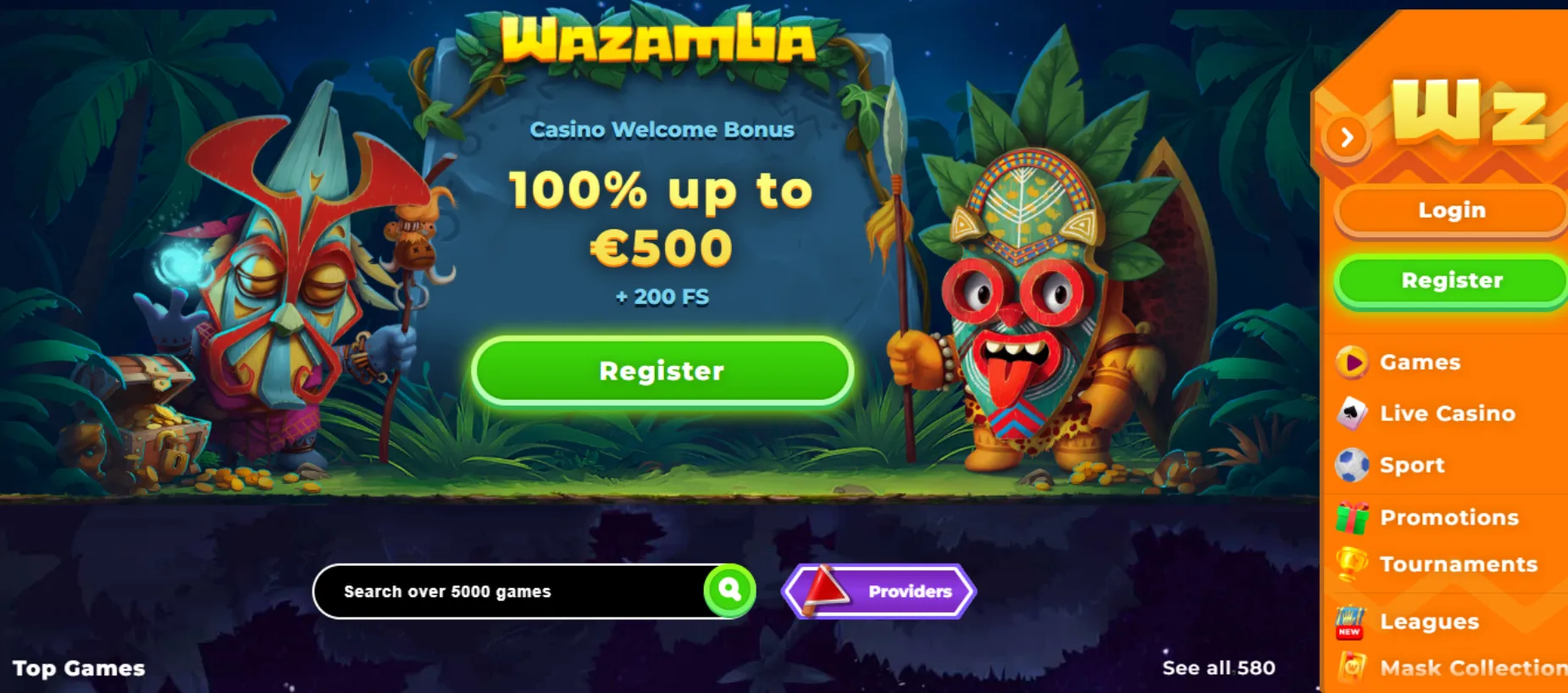 Wazamba Casino Screen