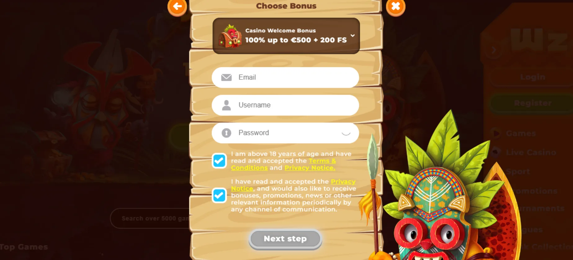Wazamba Casino Screen